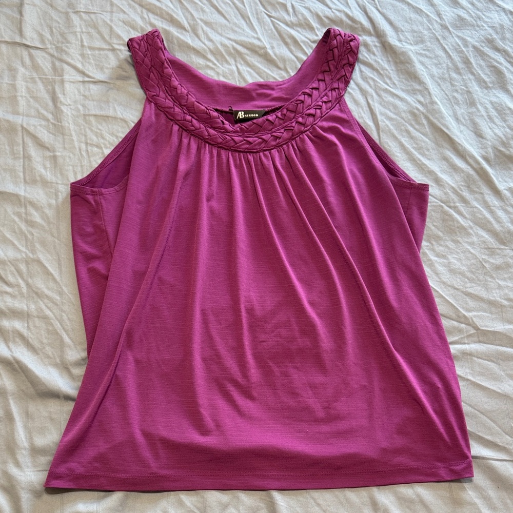 AB Studio Braided Scoop Neck Tank Top - Fuchsia